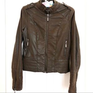 New Vegan Leather Puffer Moto Jacket